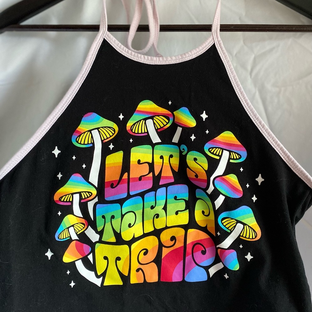 Trippy Mushroom Crop Tank Top - Let’s Take a Trip - s